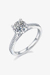 Adored 1 Carat Moissanite 925 Sterling Silver Side Stone Ring Silver Moissanite - Tophatter Daily Deals