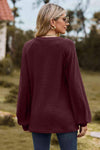 Notched Neck Raglan Sleeve Blouse Blouses - Tophatter Daily Deals