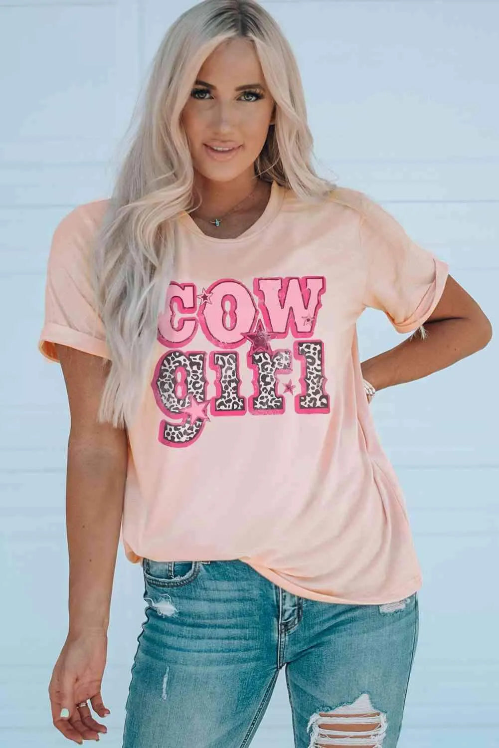 COWGIRL Graphic Cuffed Tee Women's T-Shirts - Tophatter Daily Deals