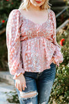 Plus Size Floral Smocked Flounce Sleeve Blouse Blouses - Tophatter Daily Deals