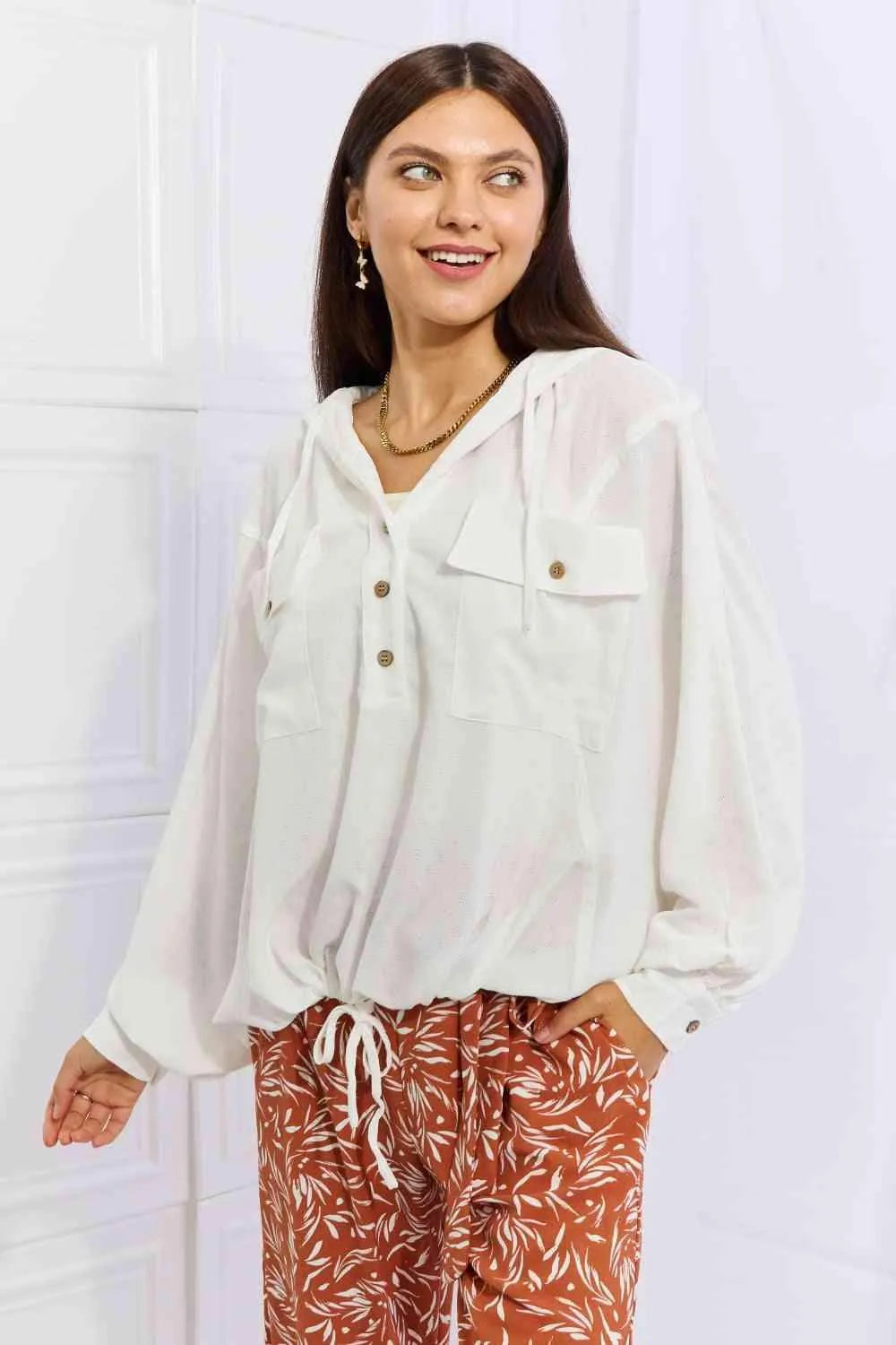HEYSON Sporty Babe Full Size Lightweight Textured Hoodie Top Blouses - Tophatter Daily Deals
