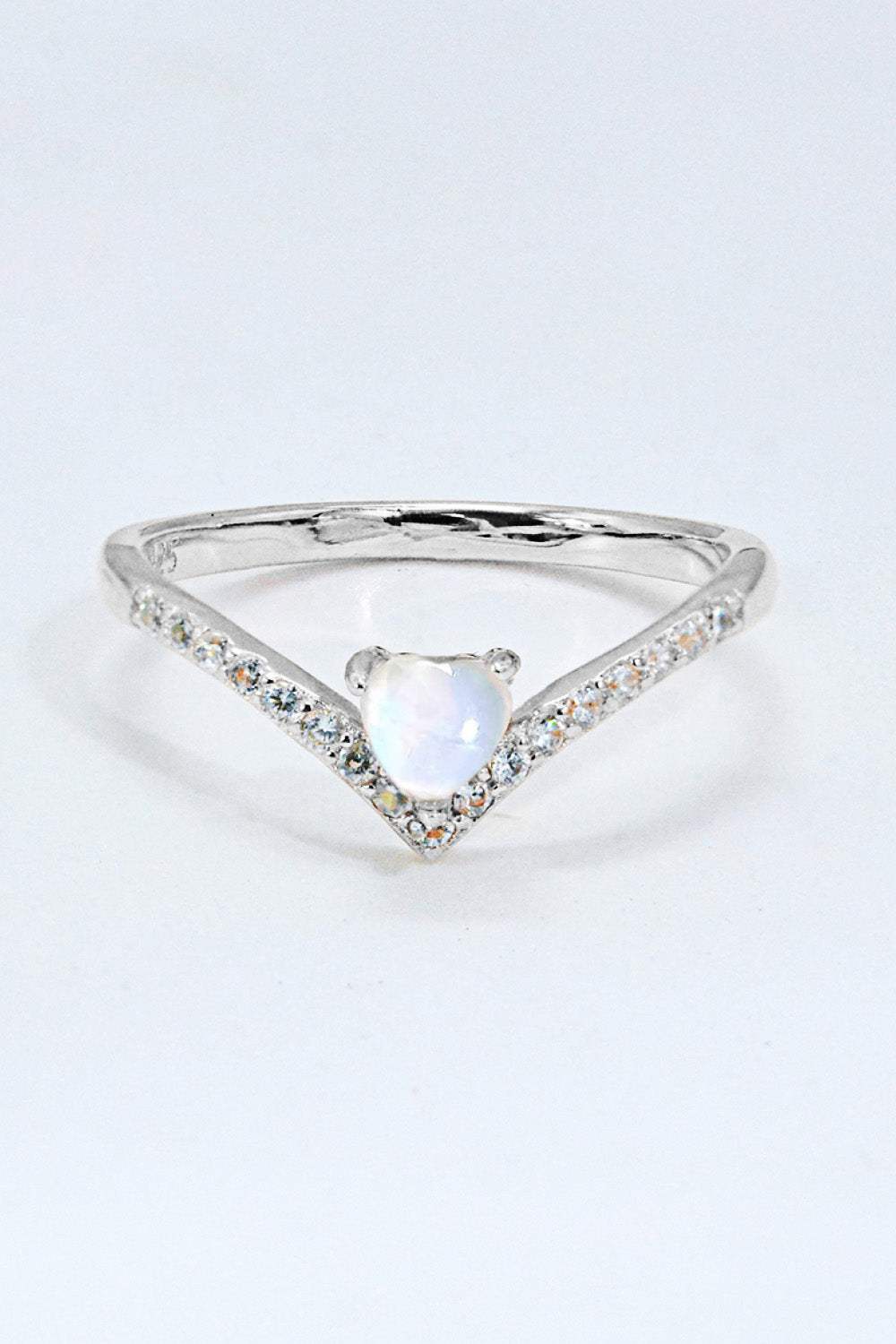 Moonstone Heart-Shaped Ring Silver Moonstone - Tophatter Daily Deals