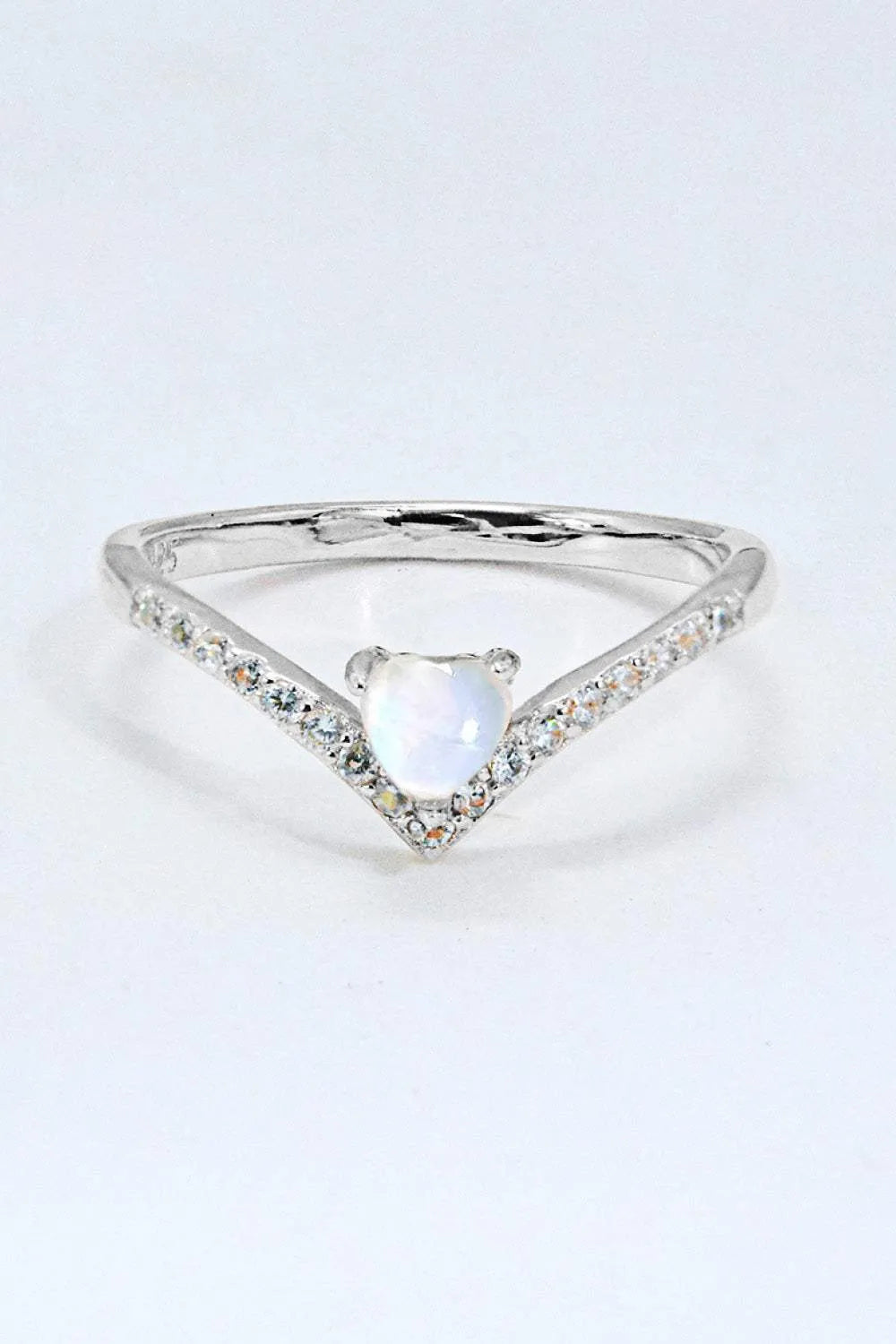 Moonstone Heart-Shaped Ring Silver Moonstone - Tophatter Daily Deals