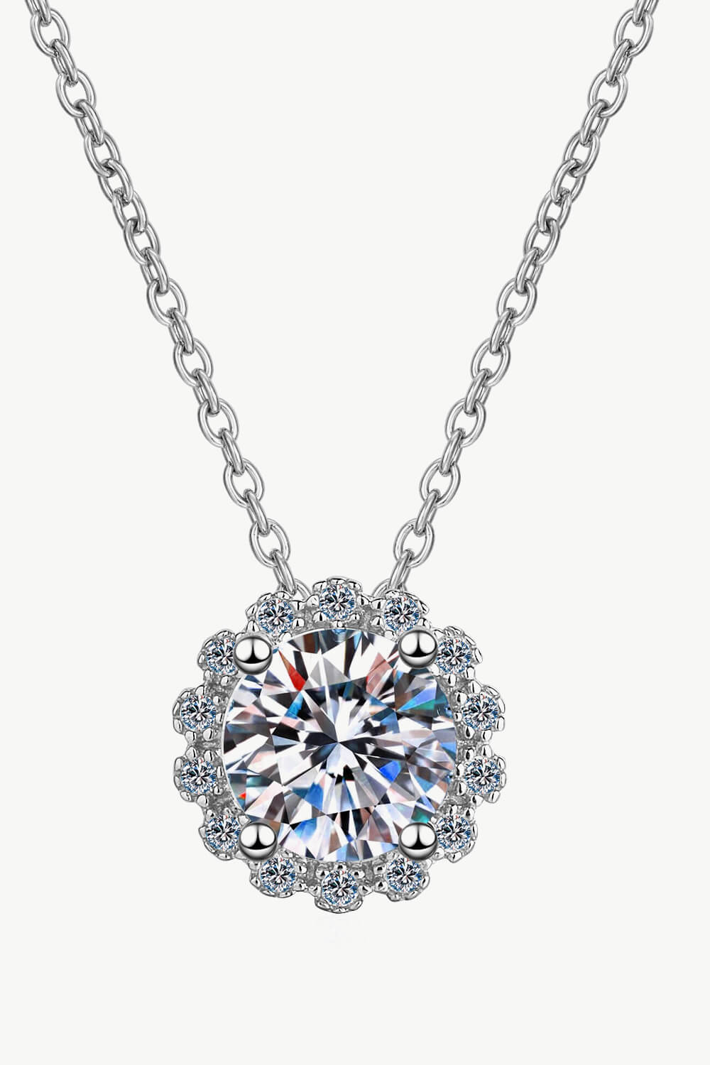 Flower-Shaped Moissanite Pendant Necklace Moissanite - Tophatter Daily Deals