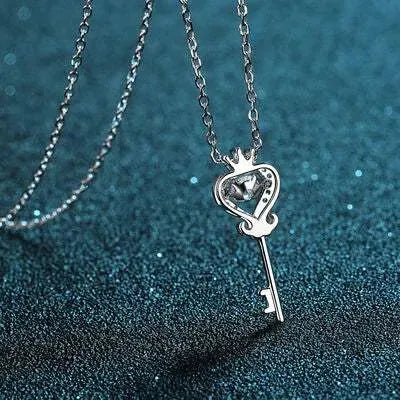 Key Shape Moissanite 925 Sterling Silver Necklace Moissanite - Tophatter Daily Deals