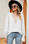 V-Neck Long Sleeve T-Shirt White Women's T-Shirts - Tophatter Daily Deals