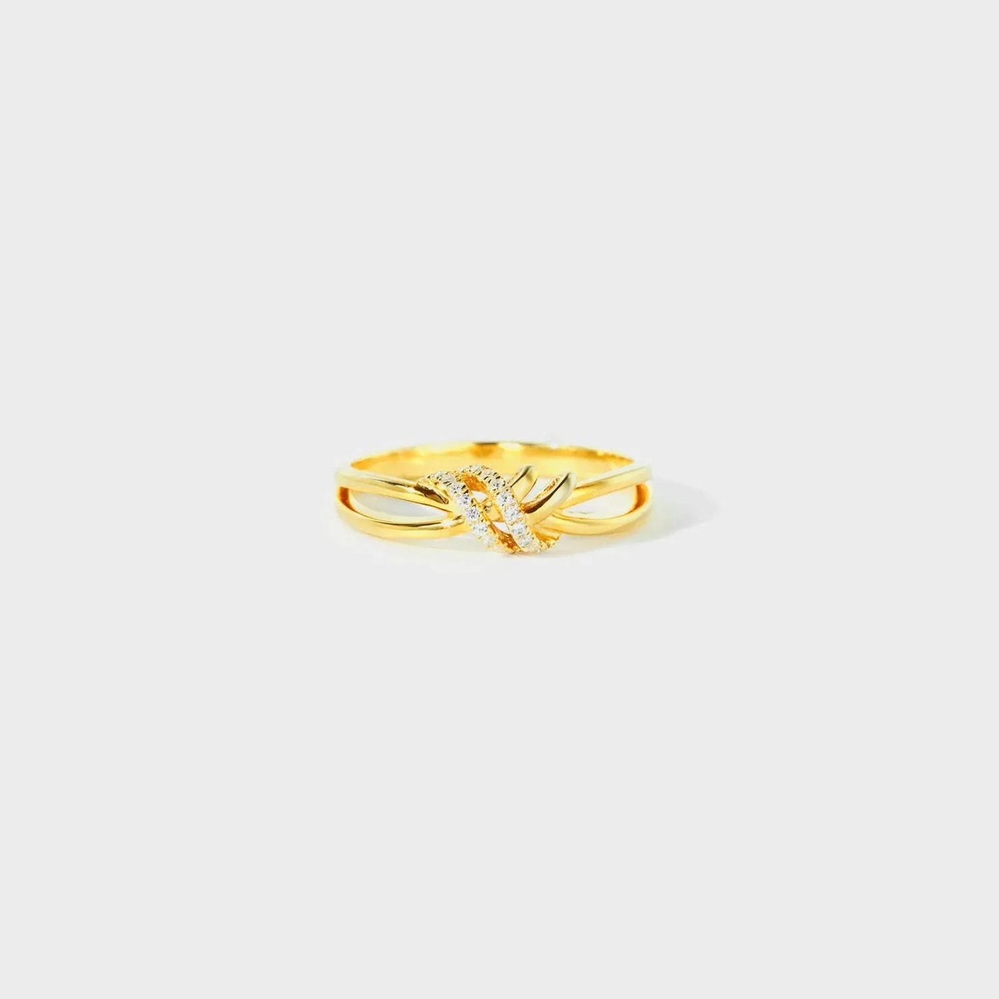 925 Sterling Silver Inlaid Zircon Wrapped Knot Ring Gold Rings - Tophatter Daily Deals