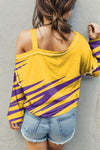 Graphic Asymmetrical Neck Long Sleeve T-Shirt Women's T-Shirts - Tophatter Daily Deals