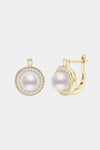 Moissanite Pearl 925 Sterling Silver Earrings Gold One Size Moissanite - Tophatter Daily Deals