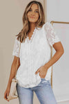 Applique Lace Trim V-Neck Blouse White Blouses - Tophatter Daily Deals