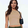 Round Neck Backless Short Sleeve Tee Tan Women's T-Shirts - Tophatter Daily Deals