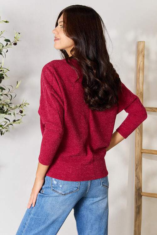 BOMBOM Drop Shoulder Long Sleeve Blouse Blouses - Tophatter Daily Deals