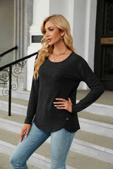 Round Neck Long Sleeve T-Shirt Women's T-Shirts - Tophatter Daily Deals