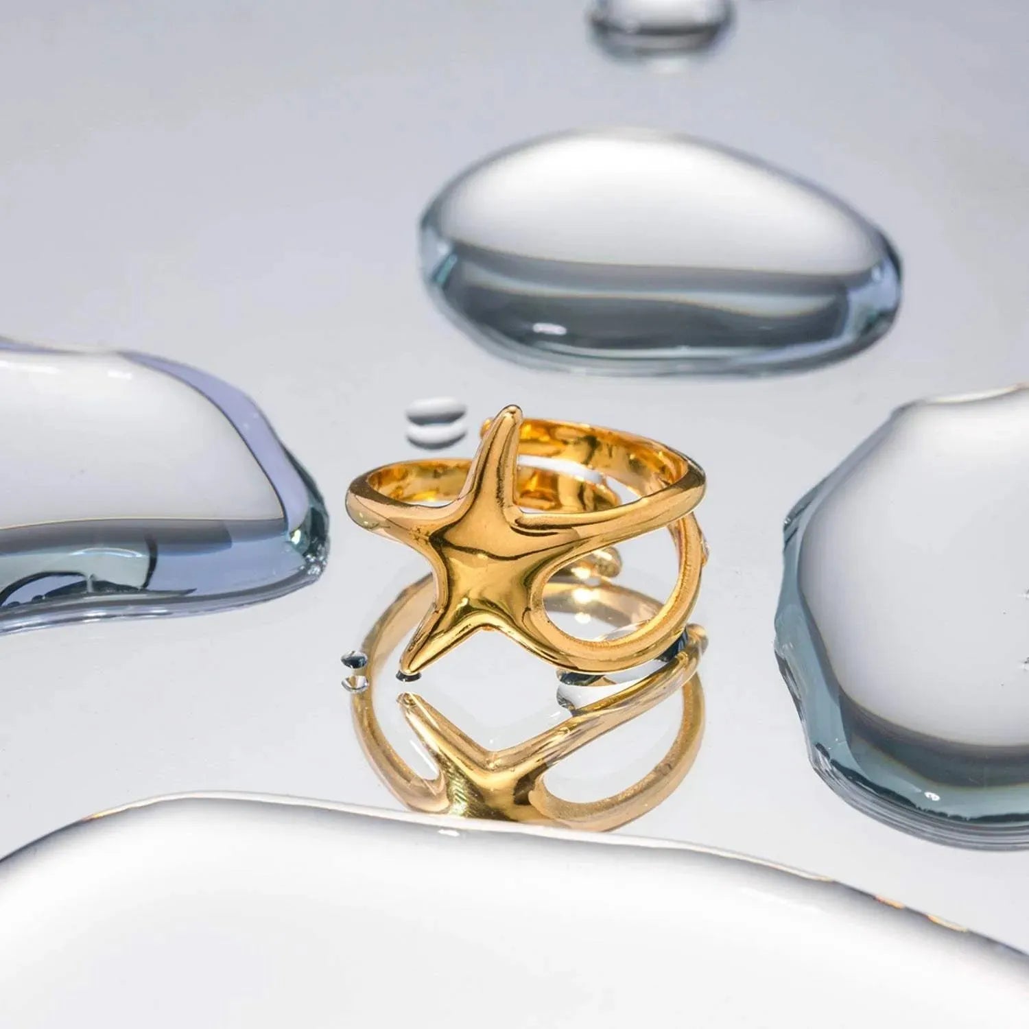 Gold-Plated Stainless Steel Star Ring Rings - Tophatter Daily Deals