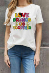 Simply Love Full Size LOVE BRINGS US TOGETHER Graphic Cotton Tee Women's T-Shirts - Tophatter Daily Deals