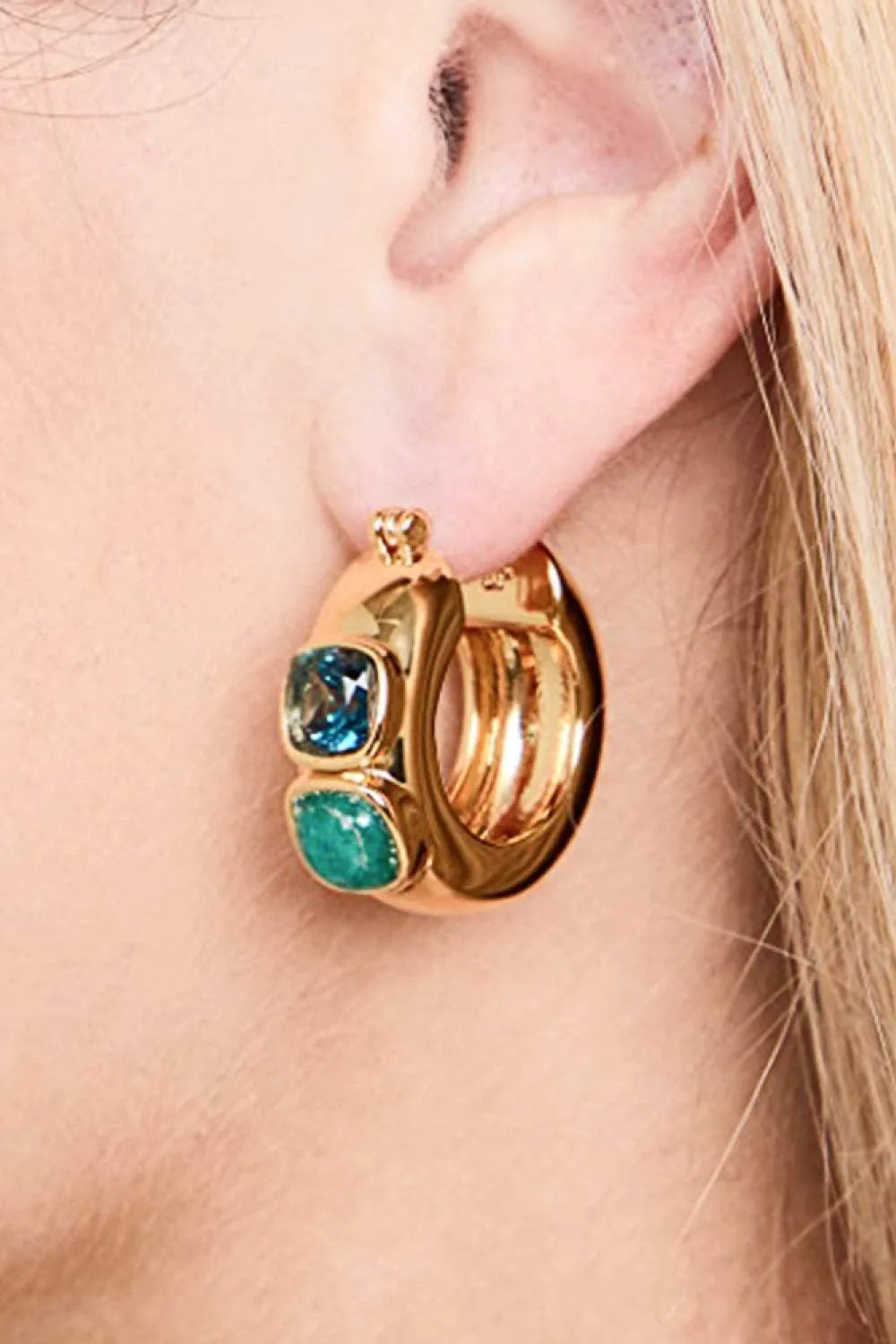 Stainless Steel 18K Gold-Plated Hoop Earrings Earrings - Tophatter Daily Deals