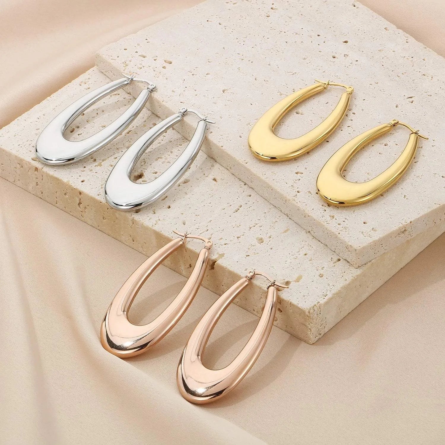 Stainless Steel Hinged Hoop Earrings Earrings - Tophatter Daily Deals