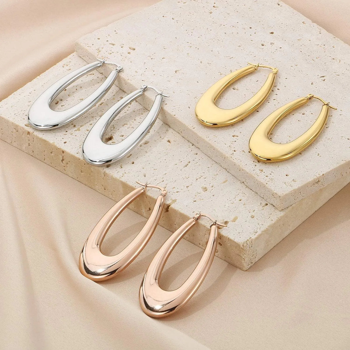Stainless Steel Hinged Hoop Earrings Earrings - Tophatter Daily Deals