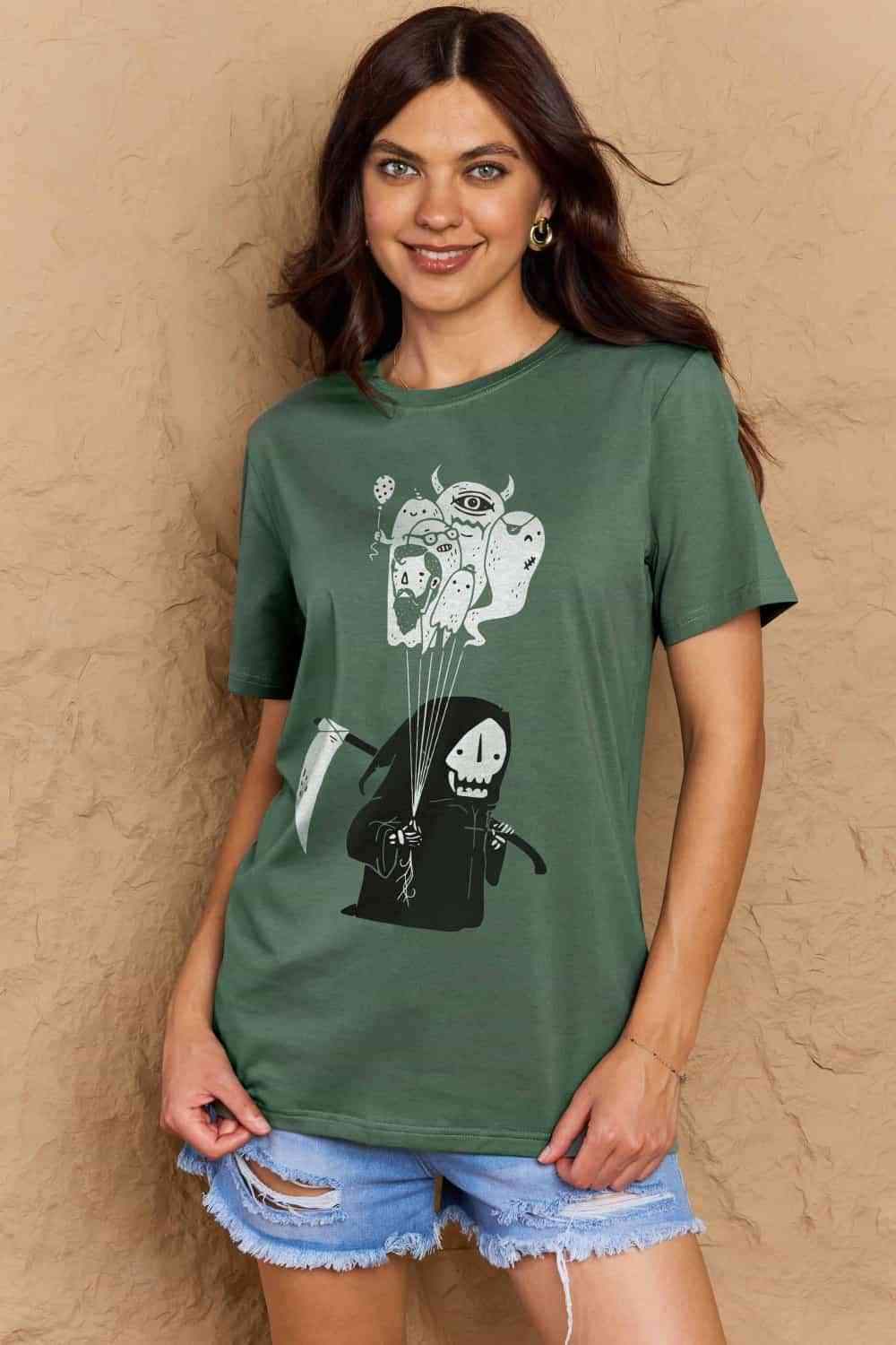 Simply Love Full Size Death Graphic T-Shirt Women's T-Shirts - Tophatter Daily Deals