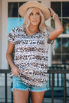 Leopard Print V-Neck Short Sleeve Tee Shirt Women's T-Shirts - Tophatter Daily Deals