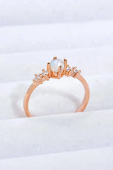 Natural Moonstone and Zircon 18K Rose Gold-Plated Ring Moonstone - Tophatter Daily Deals