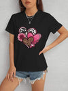 Heart Round Neck Short Sleeve T-Shirt Women's T-Shirts - Tophatter Daily Deals