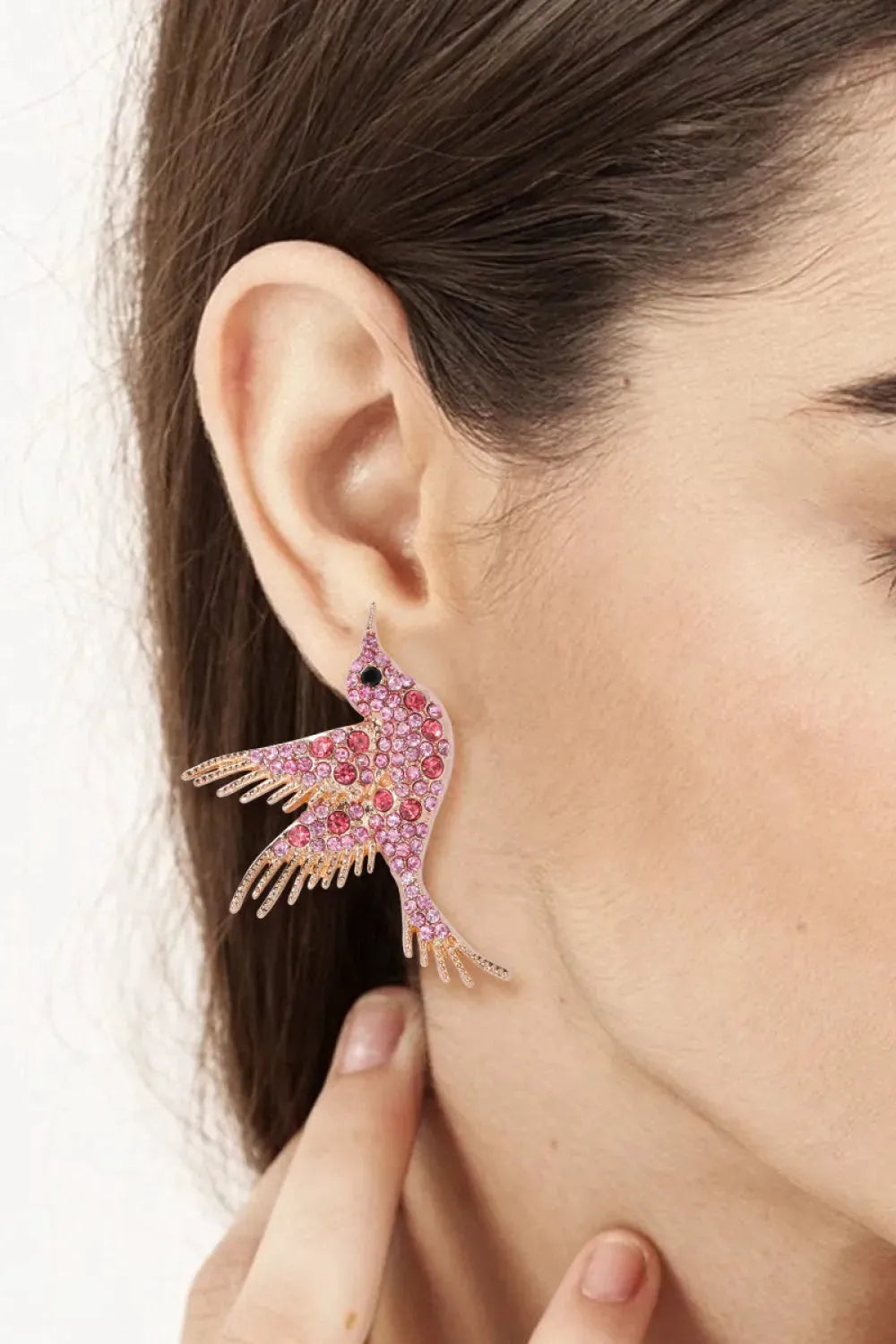 Bird Shape Zinc Alloy Frame Glass Stone Dangle Earrings Earrings - Tophatter Daily Deals