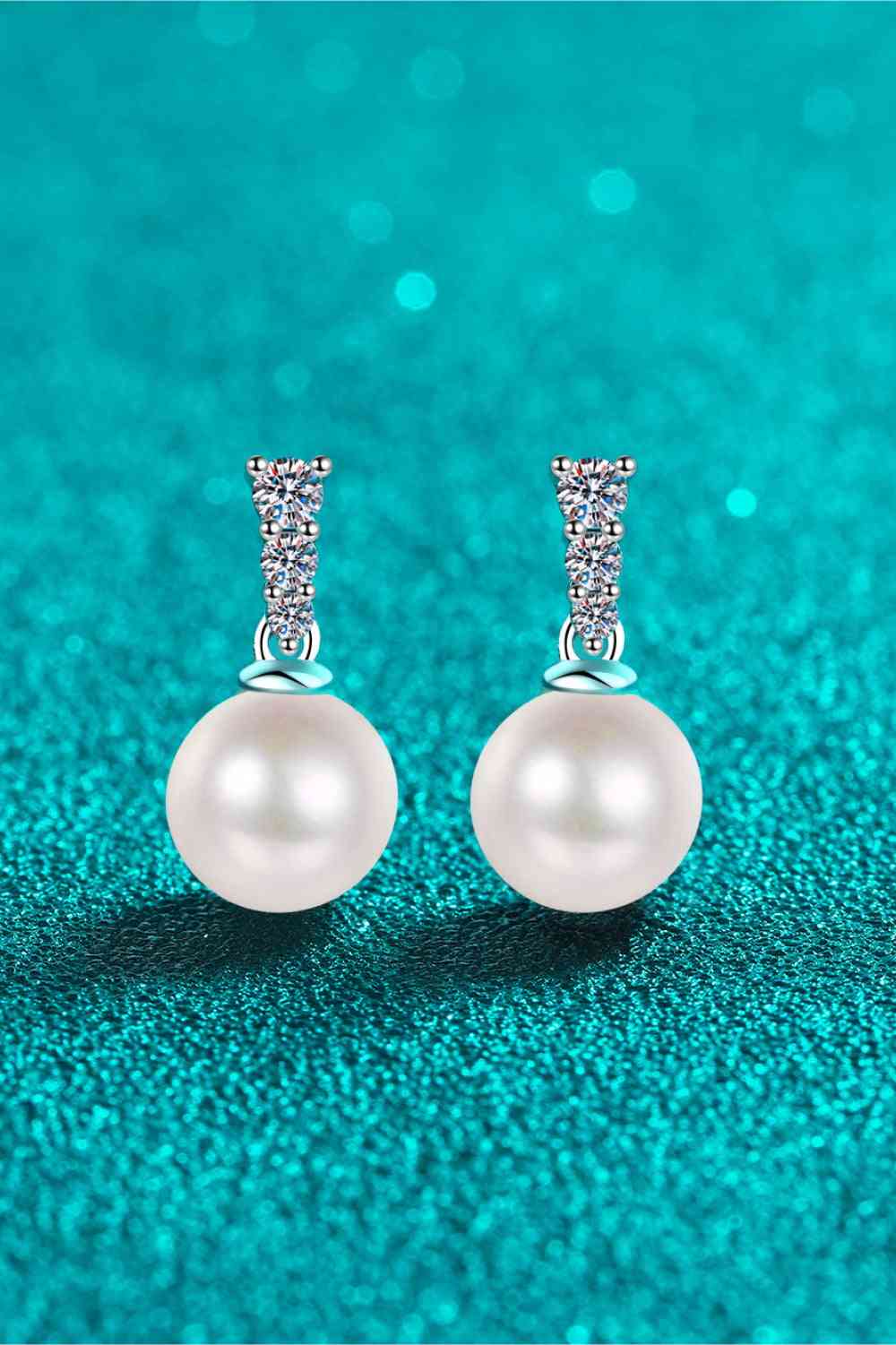 Moissanite Pearl Drop Earrings Moissanite - Tophatter Daily Deals