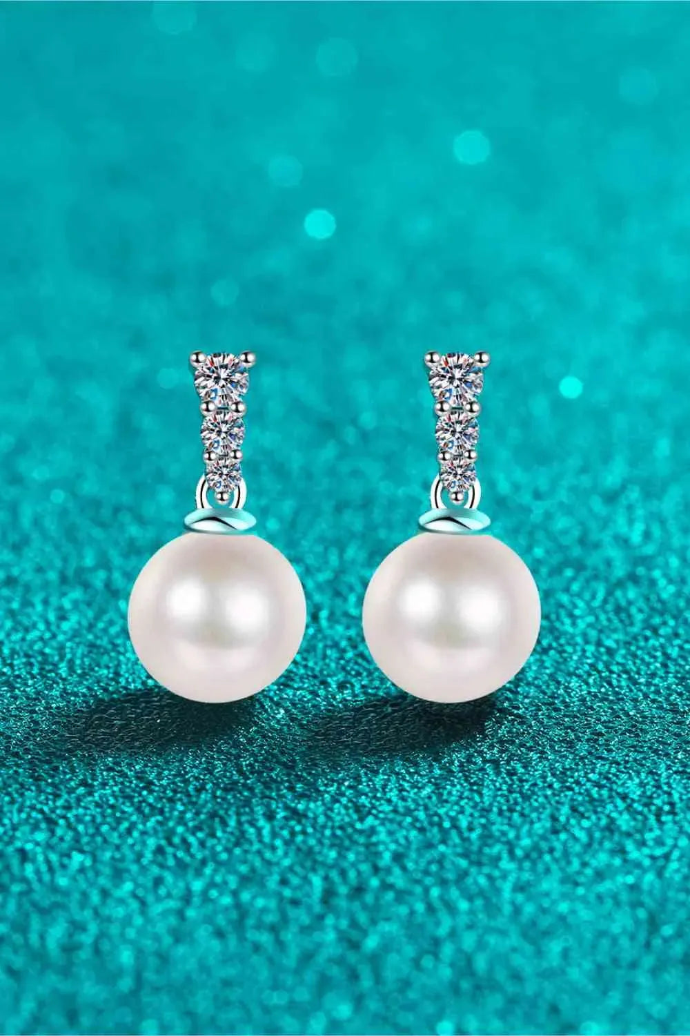 Moissanite Pearl Drop Earrings Moissanite - Tophatter Daily Deals