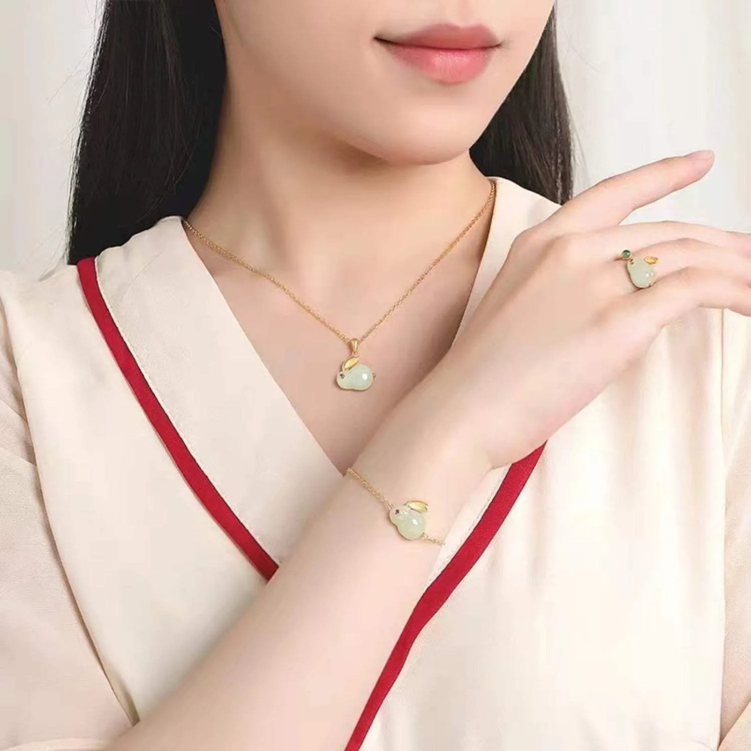 Natural Stone Gold-Plated Rabbit Ring Rings - Tophatter Daily Deals