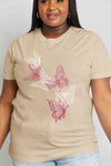 Simply Love Simply Love Full Size Butterfly Graphic Cotton Tee Taupe Women's T-Shirts - Tophatter Daily Deals