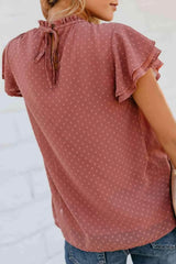 Layered Flutter Sleeve Smocked Blouse Blouses - Tophatter Daily Deals