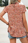 Ditsy Floral Mock Neck Short Sleeve T-Shirt Women's T-Shirts - Tophatter Daily Deals