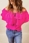 Tied Off-Shoulder Layered Blouse Blouses - Tophatter Daily Deals