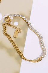 Inlaid Zircon Stainless Steel Bracelet Gold One Size Bracelets - Tophatter Daily Deals