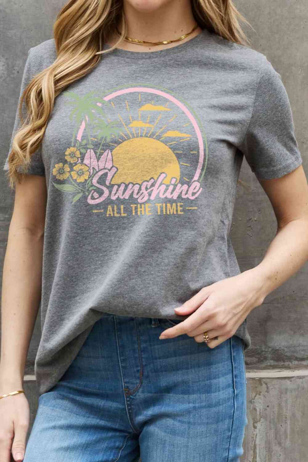 Simply Love Full Size SUNSHINE ALL THE TIME Graphic Cotton Tee - Shop Tophatter Deals, Electronics, Fashion, Jewelry, Health, Beauty, Home Decor, Free Shipping