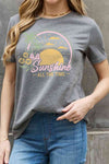 Simply Love Full Size SUNSHINE ALL THE TIME Graphic Cotton Tee Charcoal Women's T-Shirts - Tophatter Daily Deals