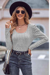 Puff Sleeve Round Neck T-Shirt Light Gray Women's T-Shirts - Tophatter Daily Deals