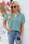 Notched Short Sleeve T-Shirt Women's T-Shirts - Tophatter Daily Deals