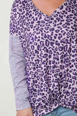 Leopard V-Neck Long Sleeve T-Shirt Women's T-Shirts - Tophatter Daily Deals