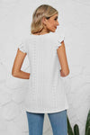 Smocked Round Neck Eyelet Top Blouses - Tophatter Daily Deals