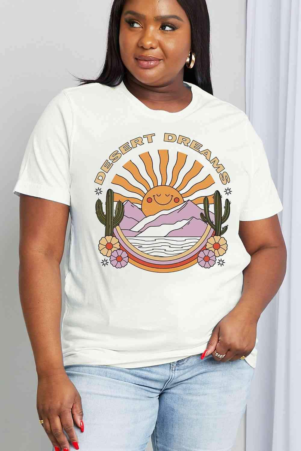 Simply Love Full Size DESERT DREAMS Graphic Cotton Tee Women's T-Shirts - Tophatter Daily Deals