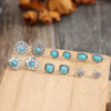 6 PCS/Set Artificial Turquoise Alloy Stud Earrings Earrings - Tophatter Daily Deals