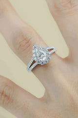 1 Carat Moissanite Teardrop Split Shank Ring Moissanite - Tophatter Daily Deals