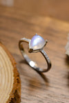 High Quality Natural Moonstone Teardrop Side Stone Ring Moonstone - Tophatter Daily Deals