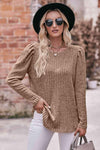 Double Take Round Neck Puff Sleeve Ribbed Top Blouses - Tophatter Daily Deals