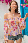 Floral Square Neck Smocked Blouse Blouses - Tophatter Daily Deals