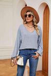 V-Neck Long Sleeve Top Blouses - Tophatter Daily Deals