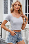 Sweetheart Neck Short Sleeve T-Shirt Women's T-Shirts - Tophatter Daily Deals