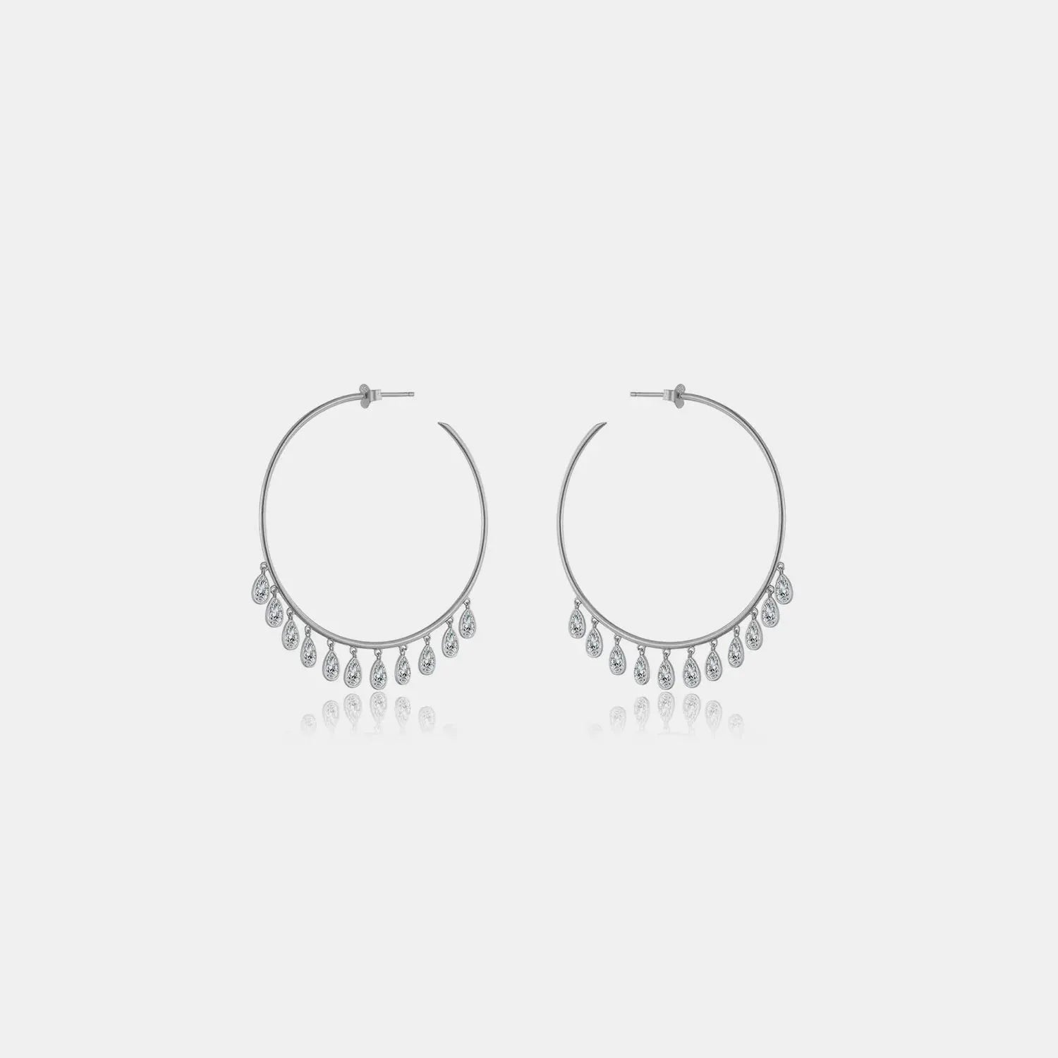 Inlaid Zircon 925 Sterling Silver Earrings Silver One Size Earrings - Tophatter Daily Deals